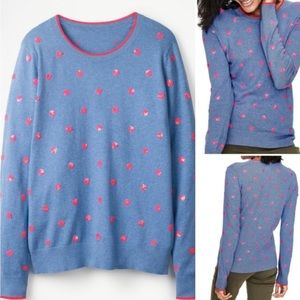 Boden Ana Cotton Polka Dot Sequin Sweater Small